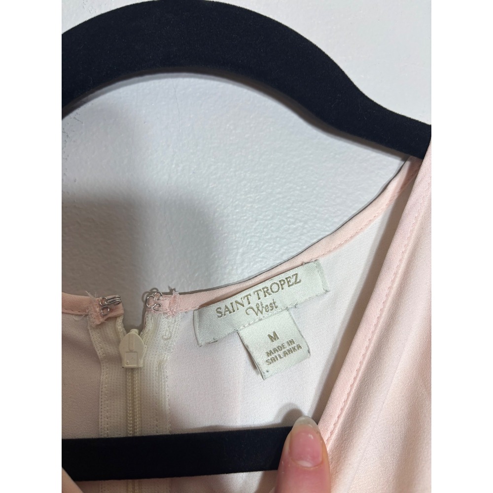 Saint Tropez West Womens Blush Pink Layered Sleeveless Blouse Split Back Size M - Picture 2 of 4